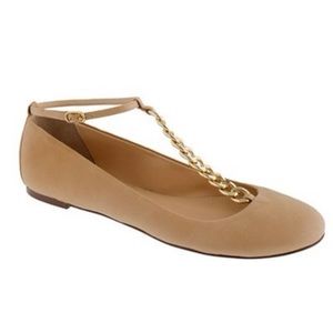 JCrew Leather Jayne Flats in Nude, Size 6